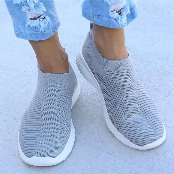 Zapatos Planos Para Mujer En Blanco Zapatos De Encaje Ligero Para Verano Y Otoño Casual Comodidad Sin Cordones Talla Real - 1