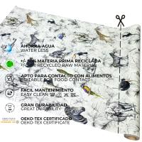 Mantel antimancha digital, Mantel lavable, Impermeable, Tela algodón, Para mesa rectangular, Ideal para hogar,  Estilo moderno, Animales,Fondo blanca marfil,  Ancho 137cm，DM125 - details 2
