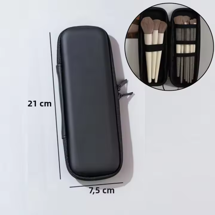 Estuche De Maquillaje Slim Organizador De Cosméticos Negro Portátil Para Viaje Caja De Almacenamiento De Belleza Con Cierre De Cremallera - 1