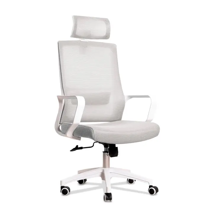 Silla Escritorio Ergonomica - Silla Oficina Ajustable y Reclinable con Soporte Lumbar, Reposacabezas Ajustable, Malla Transpirable, Ruedas Giratorias 360° Soporta hasta 100kg (Gris) - 1