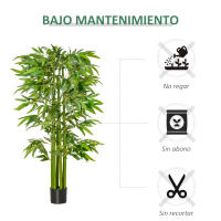 HOMCOM Árbol de Bambú Artificial 160 cm Planta Artificial con 975 Hojas y Maceta Planta Artificial Decorativa para Interior Hogar Salón Oficina Verde - details 5