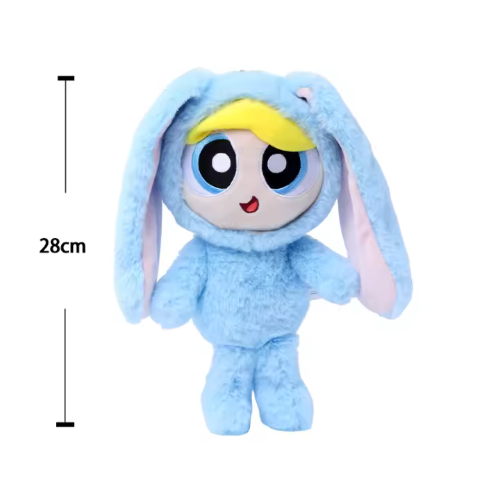 Muñeco De Peluche Kawaii Conejo 28cm Vestido Con Personajes De Powerpuff Girls Blossom Buttercup Bubbles Regalo Para Niños Relleno De Algodón PP - 1