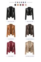 Chaqueta de cuero de Primavera para Mujer, Abrigo informal ajustado con Cremallera y solapa para Mujer - details 2
