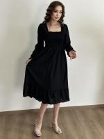 Vestido Midi De Mujer Casual Primavera Otoño Largo Manga Cuello Abierto Floral Impresión A-Line Vestido De Chiffón Con Cintura Elástica Y Cremallera En La Cintura - details 3