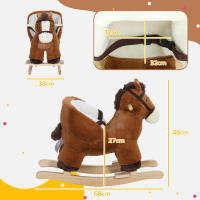 AIYAPLAY Caballo Balancín para Niños de 18-36 Mesas Caballo de Juguete con Sonido Asas Cinturón de Seguridad y Base de Madera Carga 25 kg 68x33x45 cm Marrón - details 2