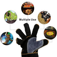 Guantes de cuero de Vaca resistentes al calor y al fuego para chimenea, Horno, Parrilla, Soldadura, manejo de animales - details 0