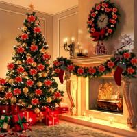 100pcs Flores De Navidad Con Brillo Árboles De Navidad Decoraciones De Flores Artificiales De 14 Cm Para El Hogar Año Nuevo 2024 - details 6