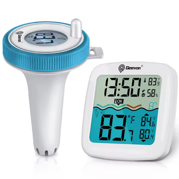 GEEVON Termómetro De Piscina Inalámbrico Flotante Fácil De Leer Con Monitor De Temperatura Y Humedad Interior Estilo De Pie Y Colgante Para El Hogar - 1