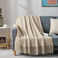 Manta De Terciopelo Texturizado Nórdico Para Sofá Y Decoración De Cama Con Borlas Manta De Viaje Azul Estilo Rústico Farmhouse - details 10