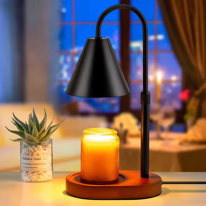 Lámpara calentadora de velas con temporizador - Lámpara eléctrica para velas con fundidor Calentador de velas regulable para cera Quemador de velas en frasco sin llama Altura de la pantalla ajustable - 1