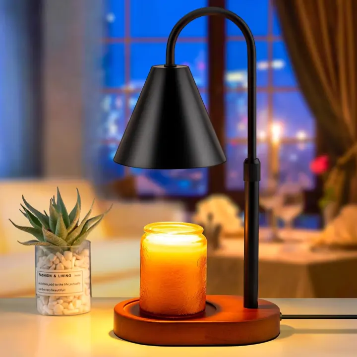 Lámpara calentadora de velas con temporizador - Lámpara eléctrica para velas con fundidor Calentador de velas regulable para cera Quemador de velas en frasco sin llama Altura de la pantalla ajustable - 1