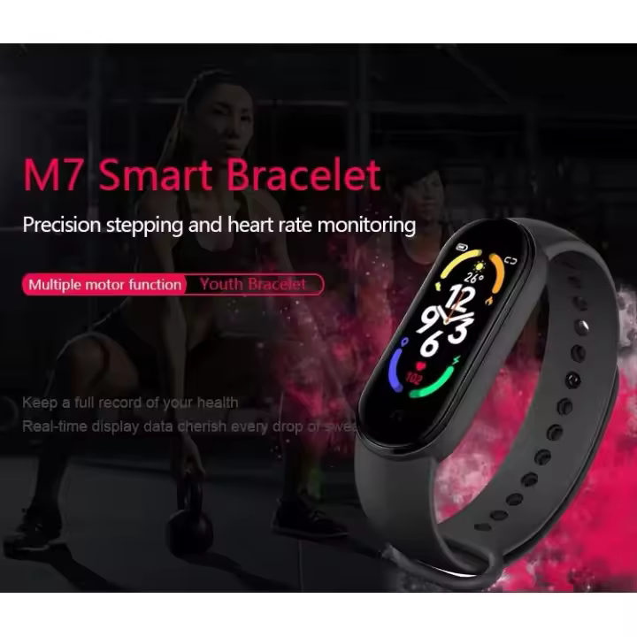 Reloj inteligente M7 para hombre y mujer, pulsera deportiva con control de ritmo cardíaco y presión sanguínea, marca XYZ - 1