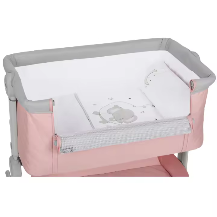 Minicuna Colecho Comfy Rosa + textil Elefante - 1
