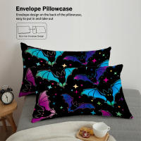 Juego De Sábanas De Halloween Con Estampado De Gato Negro Calabaza Y Murciélago (1 Funda De Edredón + 2 Fundas De Cojín) 100% Poliéster 90gsm - details 12