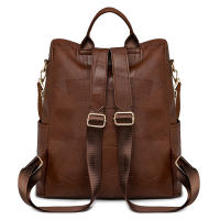 Nuevo bolso de cuero suave, gran capacidad, mochila retro europea y americana, gran capacidad, moda, color en contraste, mochila para mamá de doble propósito - details 6