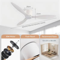 Ventilador de techo moderno 2 en 1 de alta calidad con luz y control remoto, 45 W. Ventilador de 86 cm (34") con 6 velocidades, motor DC de cobre puro, silencioso y que favorece el sueño. Cuenta con 3 aspas de ABS, luz LED regulable sin escalones. - details 4