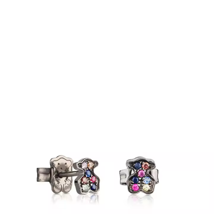 Pendientes de oso de plata de ley 925, incrustaciones de piedras preciosas naturales, diseño personalizado de estilo INS de lujo ligero - 1