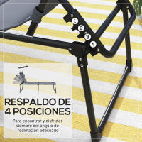 Outsunny Tumbona Plegable Tumbona de Jardín con Toldo Ajustable Respaldo Regulable en 4 Niveles y Reposacabezas para Terraza Piscina 70x200x45 cm - details 3