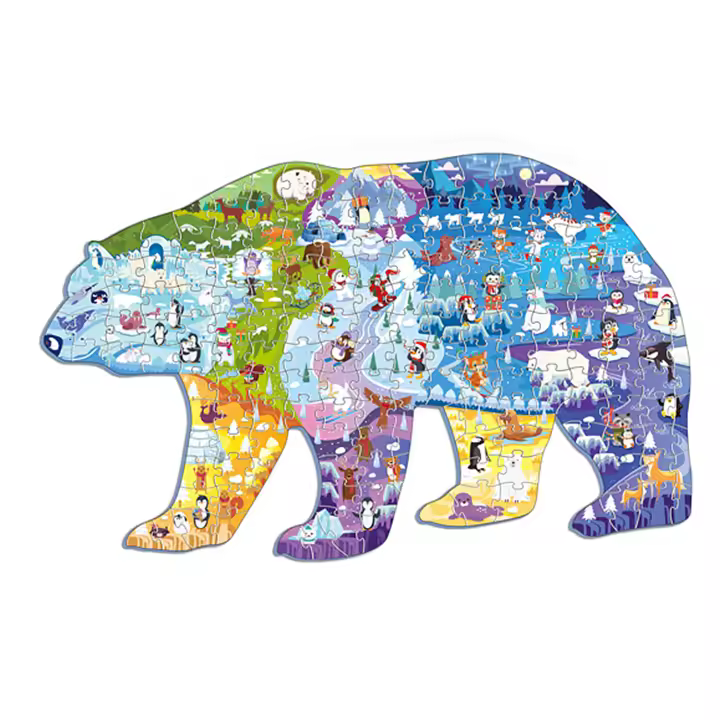 DAM. Puzle de cartón con 128 piezas. Diseño oso polar. 64x1x40cm. - 1