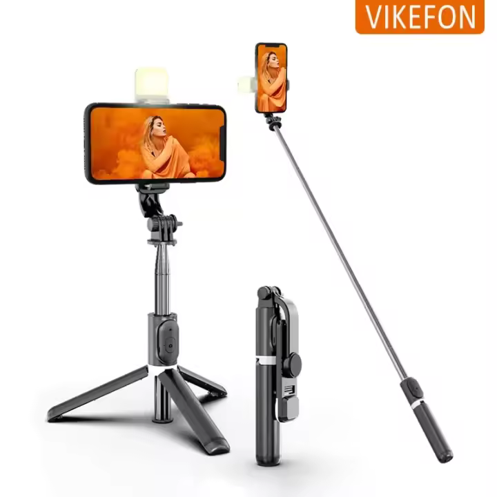 Palo Selfie Portátil De 41 Pulgadas Con Trípode Para Teléfono Móvil Y Control Remoto Inalámbrico 360 Grados Rotación Compatible Con iPhone Samsung Xiaomi - 1