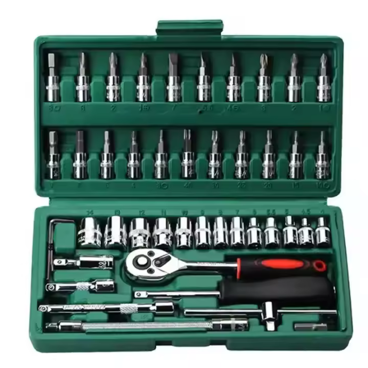 Kit De Herramientas De Reparación De Coche 46 Piezas Juego De Destornilladores De 1/4 Pulgada Llave De Fijación Torque Wrench Conjunto De Reparación Automotriz Herramienta Mecánica - 1