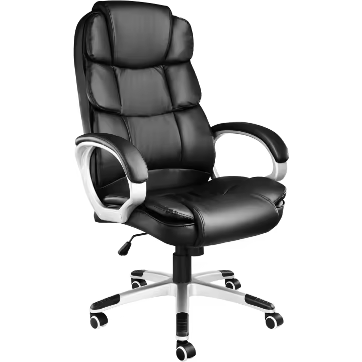 Tectake - Silla de oficina Jonas | Elegante silla de oficina con asiento muy cómodo | Tapizado resistente de piel sintética | Reposacabezas con acolchado reforzado - 1