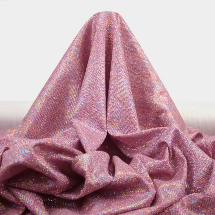 Almacenes Casa Angel TELA DE PUNTO LAMÉ ROSA SIDERAL CON ACABADO DE GLITTER SERIE GALA, ANCHO 150cm - 1
