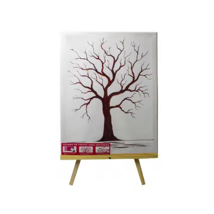 CAPRILO REGALOS & DECORACIÓN  Original Lienzo Árbol de Huellas con Caballete, Pinturas y Bolígrafo para Firmas (Rosas). Regalos Originales. Recuerdos. Detalles para Cumpleaños, Bodas, Bautizos y Comuniones - 1
