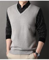 Suéter De Poliéster Para Hombre Con Cuello Polo Y Rayas Gris Oscuro Acolchado Y Cálido Para Otoño E Invierno Moda Coreana - details 1