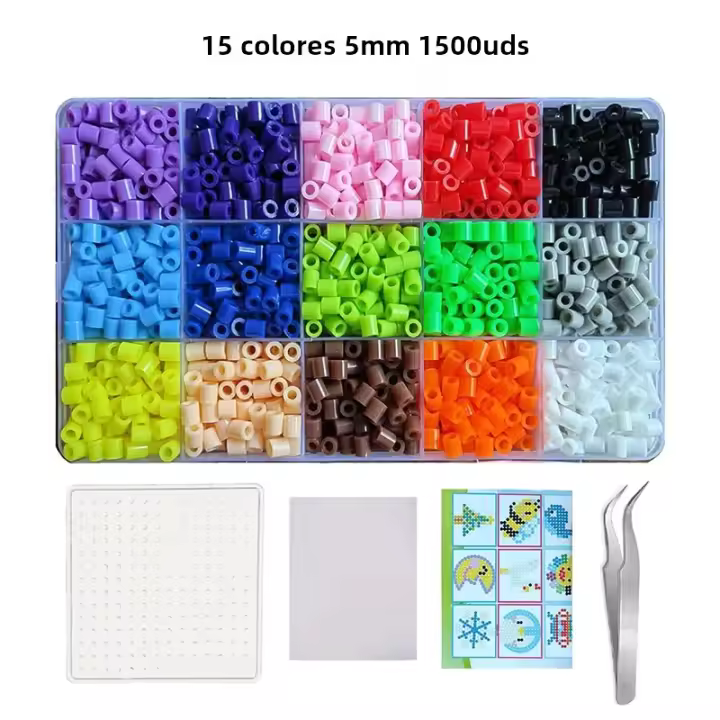 Kit De Puzle 3D De Hama Bolas 15 Colores 5mm / 2.6mm Para Crear Arte Pixelado Juguete De Fusión De Bolas Hecho a Mano Regalo Para Niños - 1