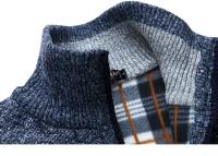 Nueva Cardigan De Lana Para Hombre Invierno Cuello Alto Zipper Manga Larga Gruesa De Poliéster Estilo Casual Color Sólido Ropa Masculina - details 9