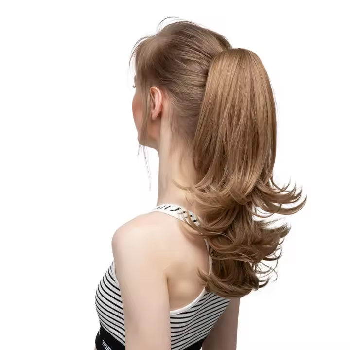Extensiones De Cabello Sintético Clip in Ponytail 14" Pelirrojo Falso Cabello Ondulado Pierna Falsa Con Cinta Elástica Cola De Caballo - 1