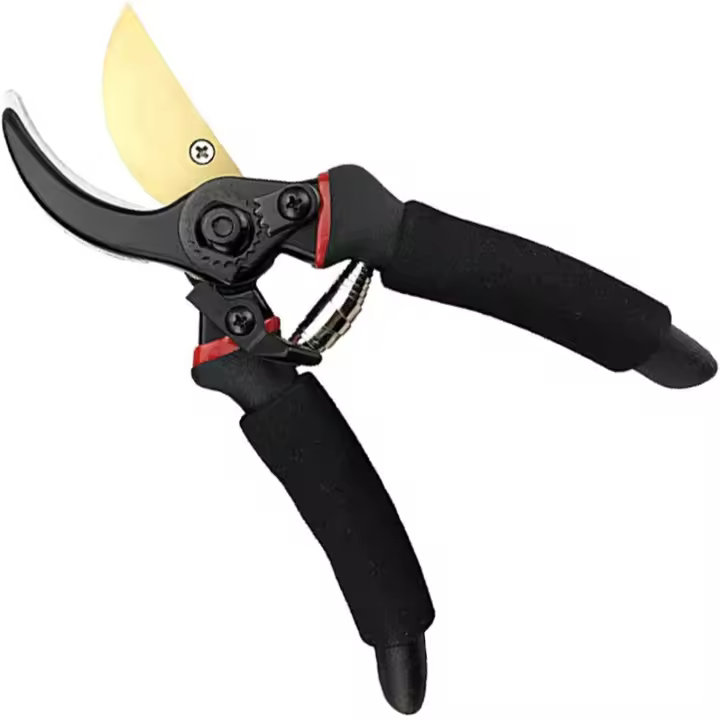 Tijeras de Podar Manual con Hoja de Aleación de Aluminio y Mango de Goma, Tijeras de podar Profesionales de aleación de Acero al Carbon Standard Negro, para Alta Resistencia y Dureza, Diseño Ahorra Mano de Obra para Ramas Gruesas y Flores - 1
