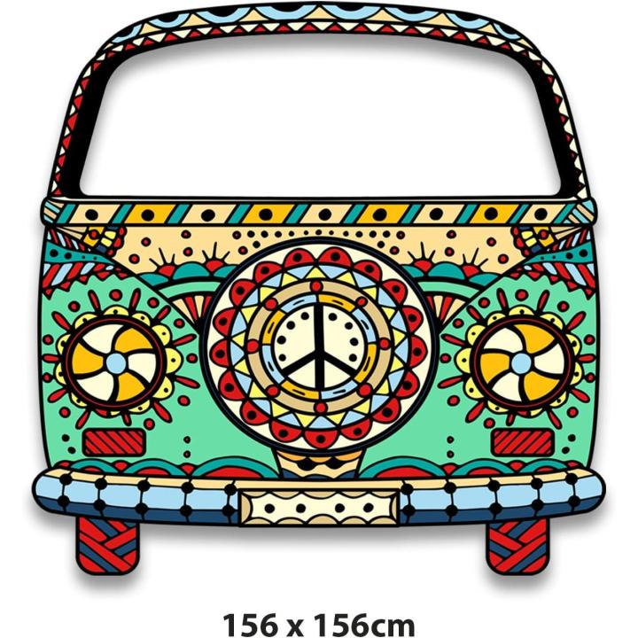Oedim Photocall para Bodas en Cartón Furgoneta Hippie 156x156cm | Photocall Furgoneta Hippie | Photocall Económico y Original | Photocall Troquelado