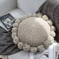 Almohada redonda de punto de lana estilo otoño e invierno con monedas para el hogar, cojín para acampar en casa de familia - details 4