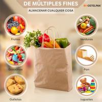 Hostelpak Packaging 50 Bolsas Papel Kraft - Bolsas de Papel con Asas Resistentes, Perfectas como Bolsa Regalo para Cumpleaños, Negocios o para los Alimentos - Bolsas kraft Ecológicas papel 100% reciclado - Bolsa con asa torsionada color marrón reciclables - details 1