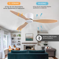 Ventilador de techo WOOX 2 en 1 con motor DC de cobre silencioso, luz LED de 86 cm (34") que cuida la vista, control remoto, 45 W, 6 velocidades, función de temporizador/inversión/memoria. Ideal para dormir o estudiar en casa - details 5