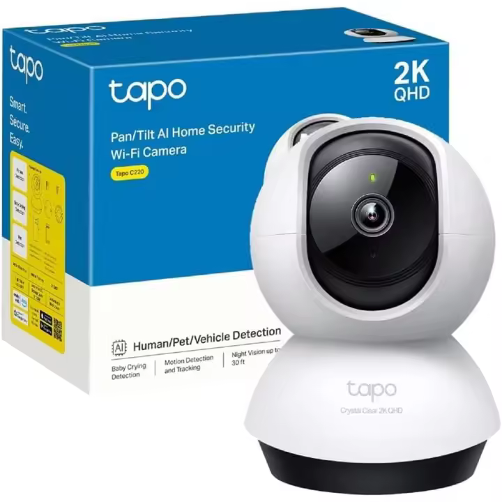 Tapo C220 - IA Cámara Vigilancia 360°, 2K 4MP QHD, Inteligente de IA, Visión Nocturna, Audio Bidireccional, Detección Movimiento, Admite Tarjeta SD 512G, Control Remoto, Fácil configuración - 1