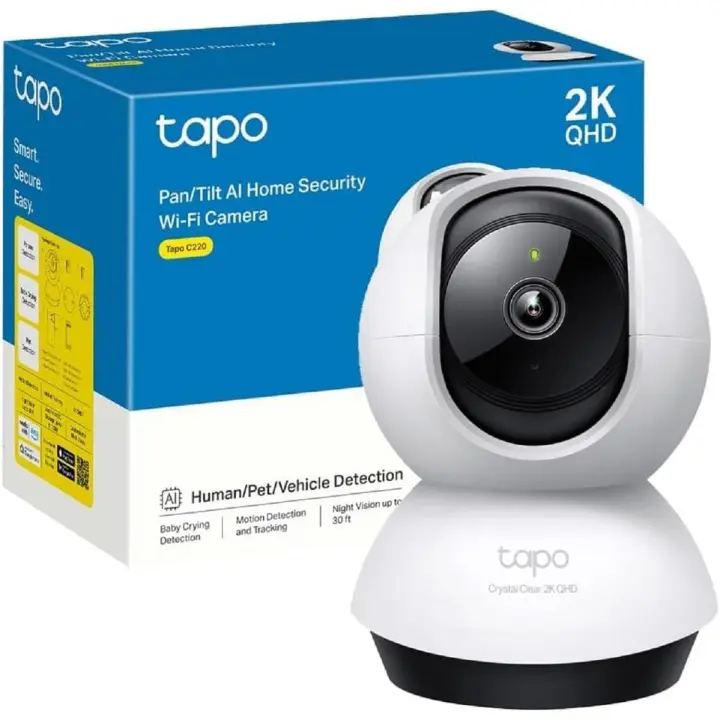 Tapo C220 - IA Cámara Vigilancia 360°, 2K 4MP QHD, Inteligente de IA, Visión Nocturna, Audio Bidireccional, Detección Movimiento, Admite Tarjeta SD 512G, Control Remoto, Fácil configuración - 1