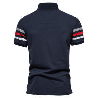 Primavera y novedad de verano, camisa POLO de talla europea para hombre con solapa, camiseta informal de manga corta digital con costuras a rayas para hombre - details 4
