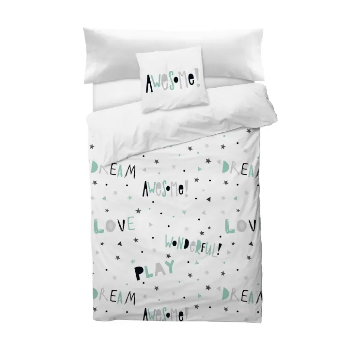 BOHEME - Funda Nórdica Infantil 100% Algodón Awesome White 100X120 | Suavidad y Estilo - 1