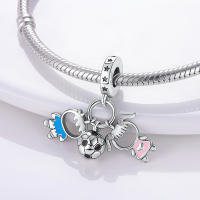Encantos De Pareja De Niño Y Niña Platinados Con Circonia Para Pulsera O Collar Joyería Para Mujer Pendiente Clásico De Moda Vintage Romántico - details 38