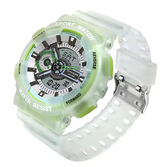 Reloj Deportivo Para Hombre SNADA 2025 Resistente Al Agua Con Pantalla Dual Fluorescente Y Cuarzo Digital Resina Correa Bucle Estilo Sport - 1