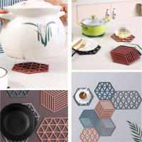 Silicona Trivet Mats Y Almohadillas Resistentes Al Calor En Forma De Hexágono Multifuncional Para Cocina Herramienta De Mesa Tenedor Antiadherente - details 12
