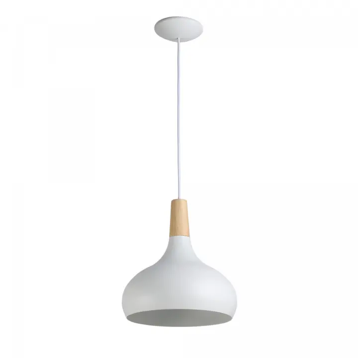 ALPINALUZ  Lámpara colgante de metal y madera estilo nórdico para salón y comedor E27 Ø26cm - 1