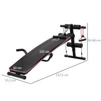 HOMCOM Banco de Abdominales Altura Ajustable Banco de Musculación Multifuncional para Fitness Entrenamiento de Espalda Abdominal Piernas Carga 120kg con 2 Cuerdas y 1 Tirador de Resorte - details 2
