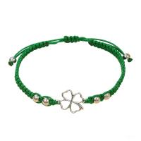 1pc Boho Tribal Style Handmade Knotted Bracelet with Lucky Clover Charm, Adjustable Green Rope, for St. Patrick'S Day Festival Gift, All-Season Friendship and Good Luck Wishes - details 0