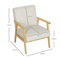 Sillón con brazos, patitos de madera, Sillón tapizado, look Pana, sillón reclinable salón, dormitorio, crema blanco - details 6