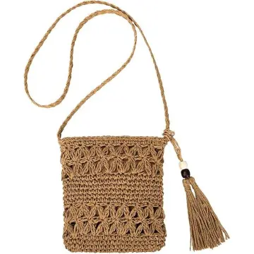 Bolso Paja Mujer Bolso De Mano De Rafia De Crochet / Bolso De Paja Tejido Para Playa De Verano Para Hombro Y Bandolera - España Bolso Negro Verano Mujer
