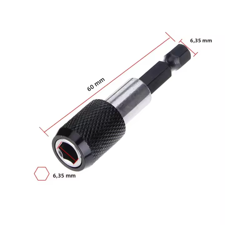 Soporte De Extensión Magnético Para Destornillador Eléctrico Con Cabeza De 6.35mm Y Mango Ajustable 1/4 Pulgada Hexagonal Quick Release Herramienta De Potencia - 1